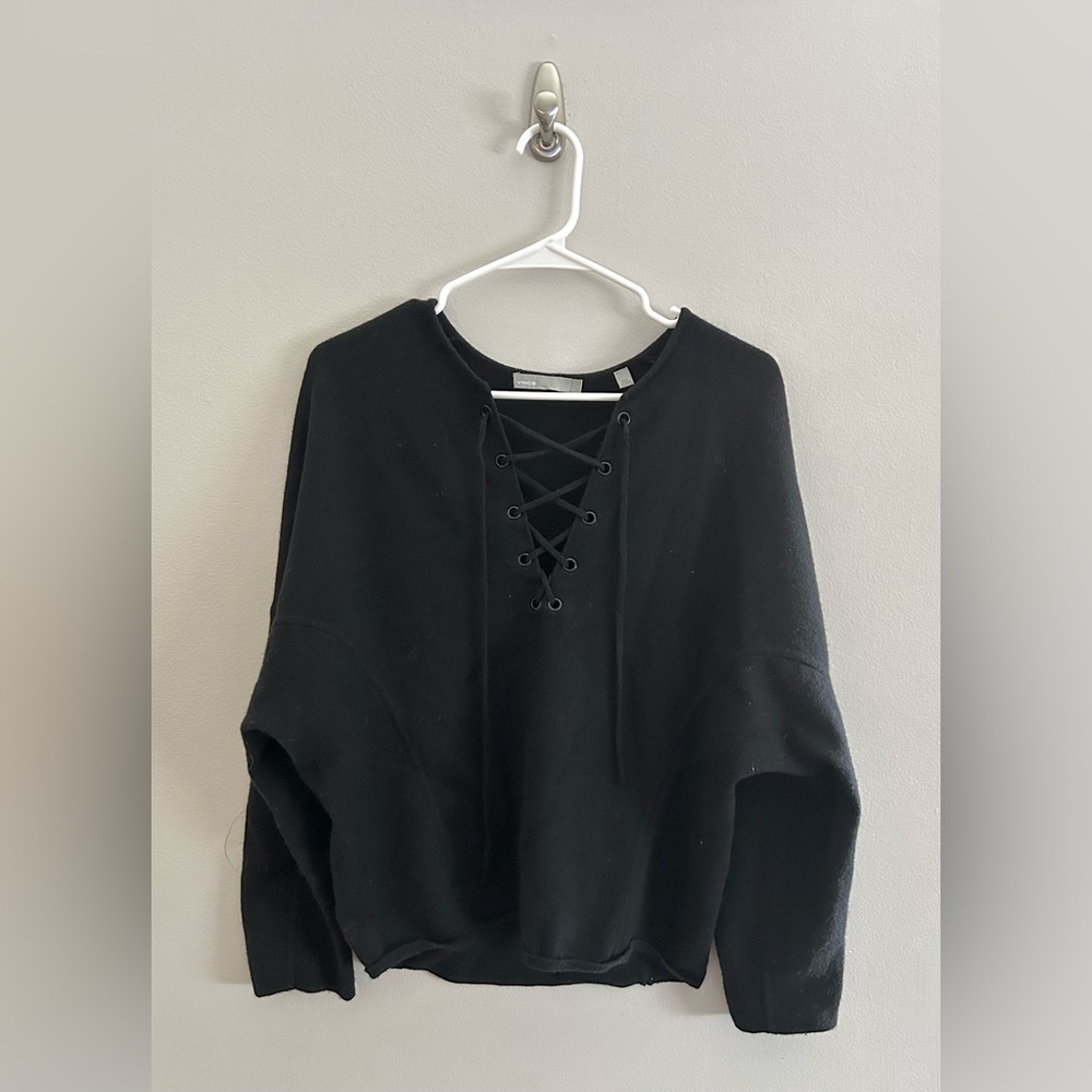 Vince Black Lace-Up Sweater